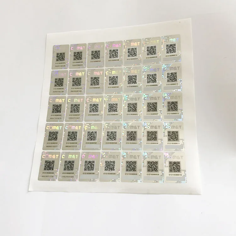 customized hologram sticker printing with QR-code serial number  and unique code