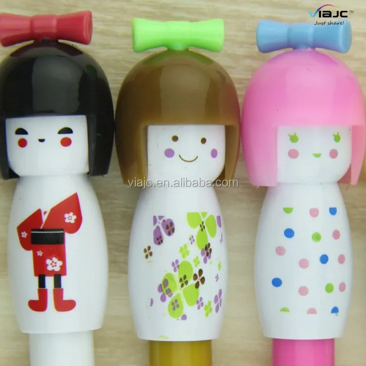 Promotional Cheap Kawaii Japanese dolls shape ball pen for gift
