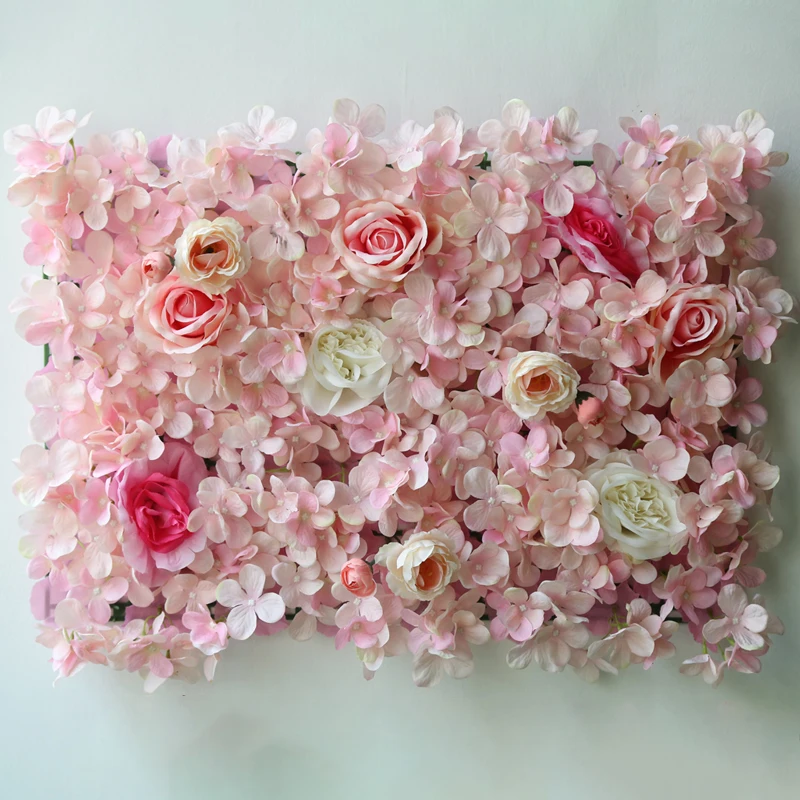 Silk Pink Rose Flower Cloth Floral Peach Powder Wedding Hire Blush Artificial Flower Wall Decoration Mat Backdrop 10ft x 10ft