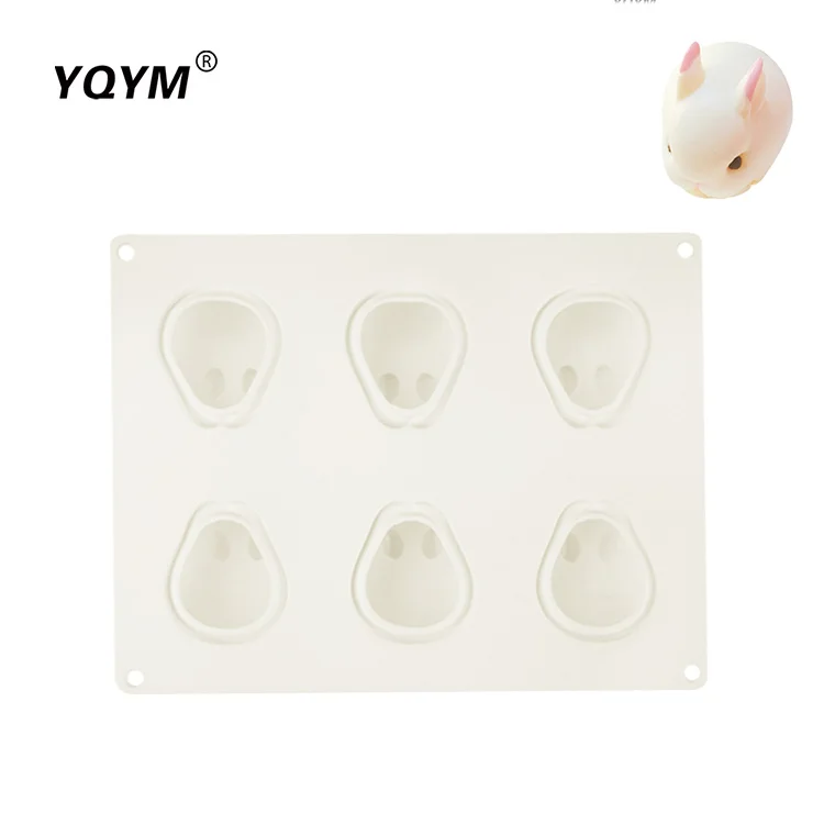 3D Animal Modeling Candy Dessert Molds 6 Cavity Silicone Rabbit Bunny Mousse Cake Mold