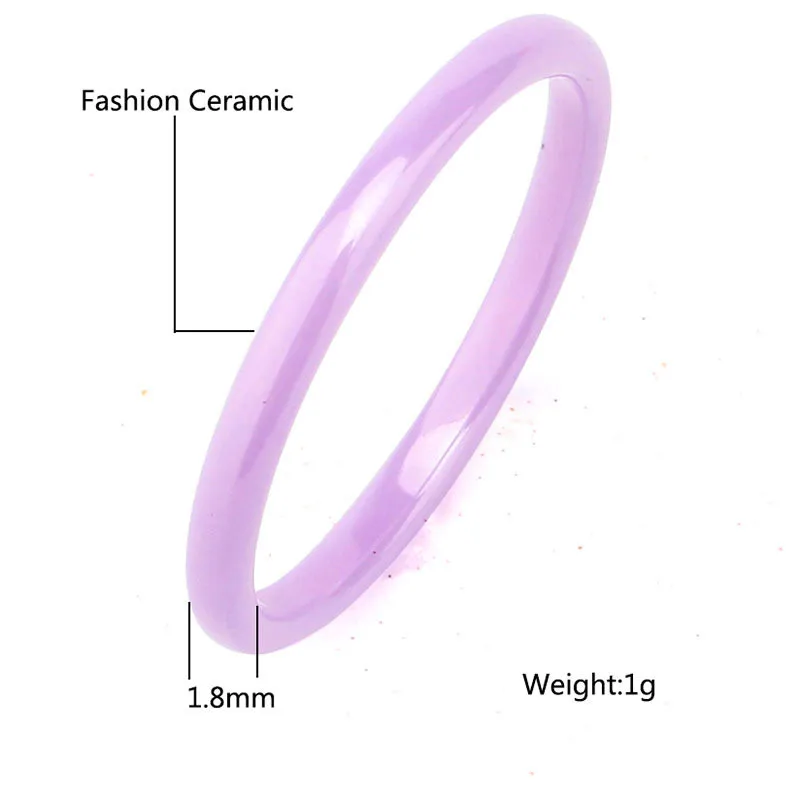 
2MM Female Simple Round Finger Ring Small Pink/Blue/Purple Color Ceramic Ring Vintage Wedding Engagement Rings For Women 