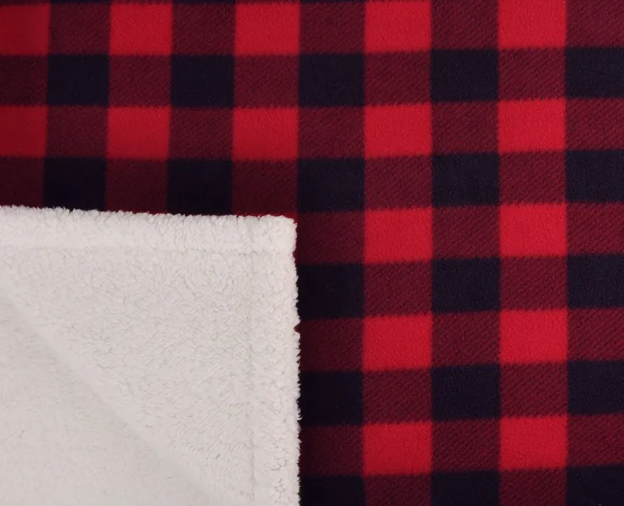 Рождество, День Святого Валентина, микрофибра, логотип, буйвол, клетка, Флисовое одеяло Sherpa