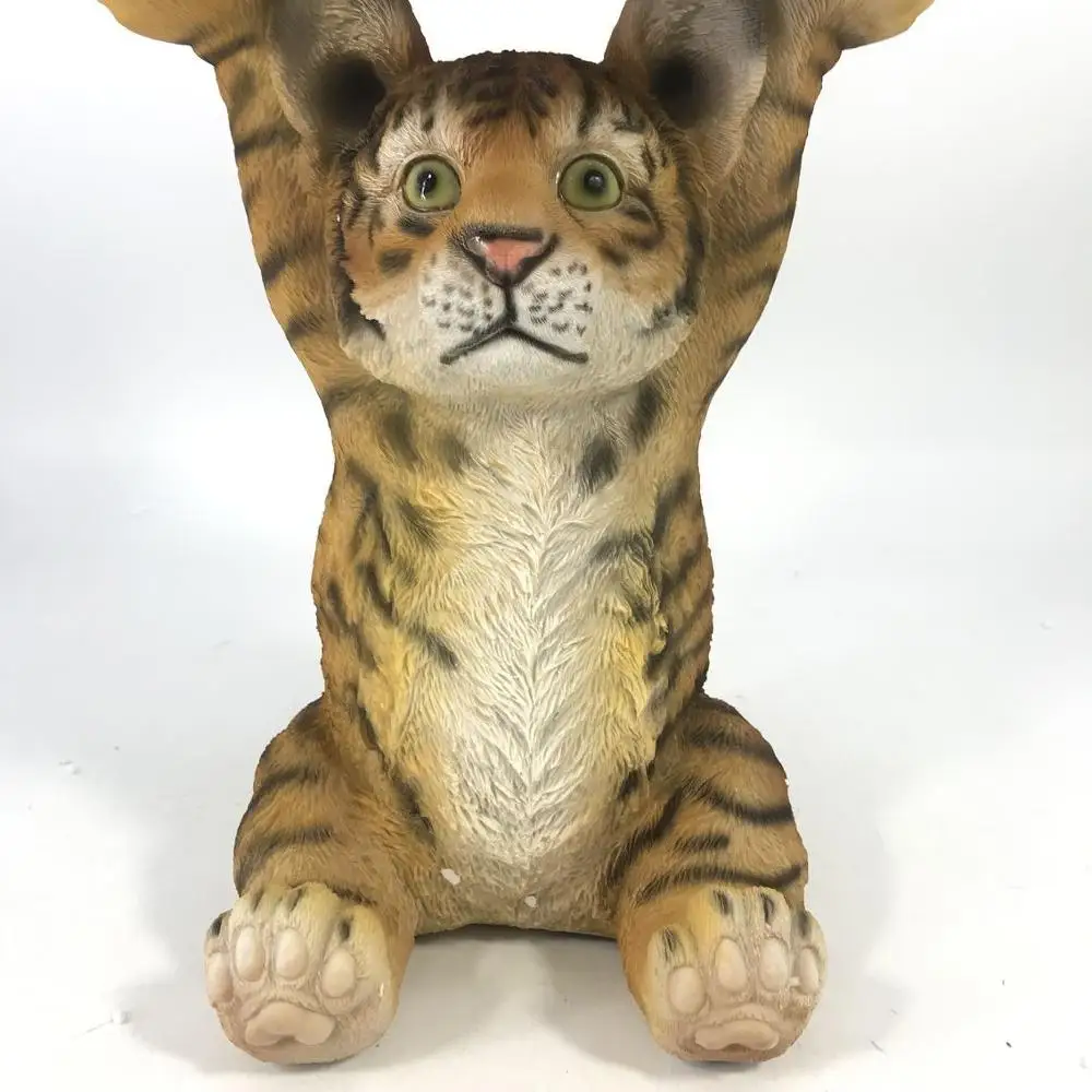 Artificial Tiger Statue Resin Faux Log Accent Outdoor Home Garden Decoration Anime Animal Figurine Model