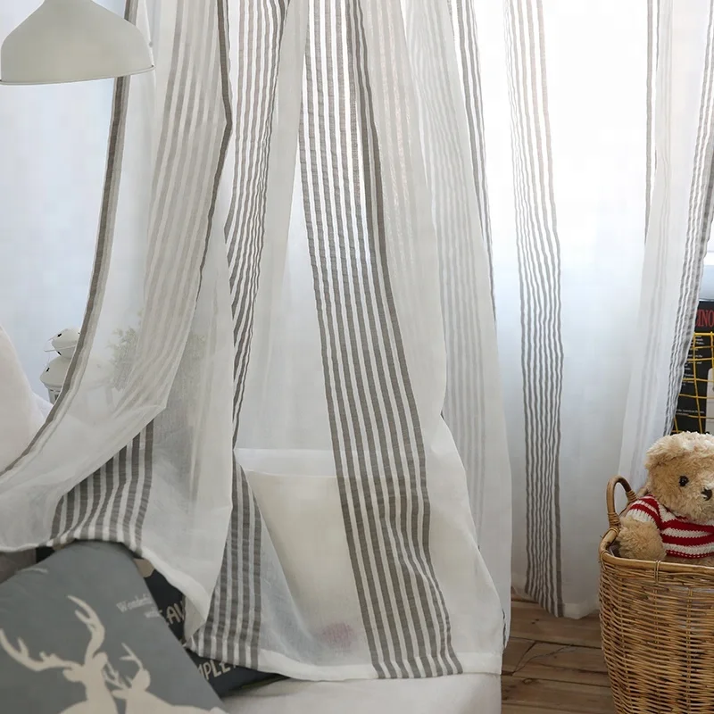 Stripe Sheer Curtains for Living Room Bedroom Tulle Curtains for the Kitchen Modern Fabric for Window Treatment Drapes Cortinas