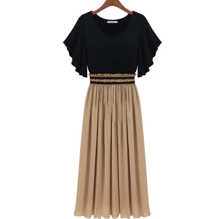 Or20681a хорошо дизайн; Платье в европейском стиле шифоновая Женская одежда лето, с эластичной резинкой на талии плиссированное платье