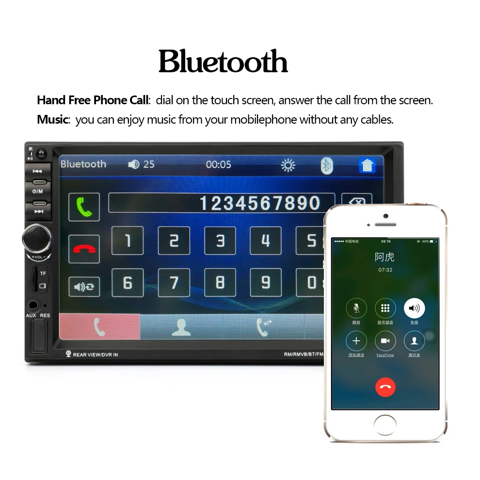 7018B Stereo Radio MP5  Double 2 Din Video Audio Radio SB TF FM Player Mirror Link