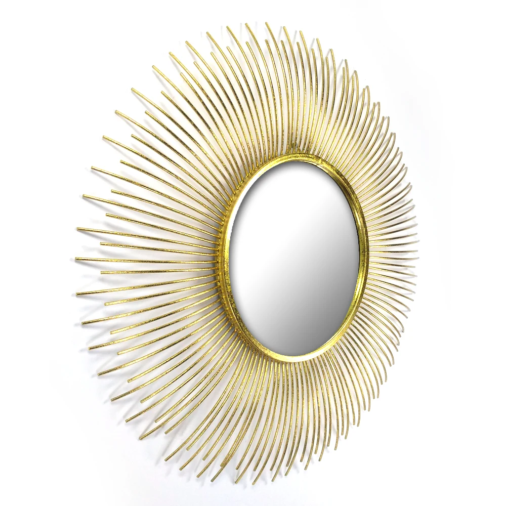 Rainhou18004 31 inch Round shape luxury home decor gold wall bathroom mirror aluminum framed mirror