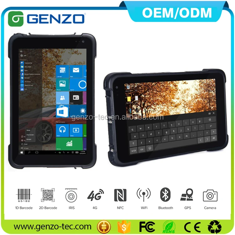 
8 inch 4GB RAM 64GB SSD Rugged 4G-LTE GPS For Industrial Tablet Windows 10 Tablet PC With RFID/2D Barcode Scanner 