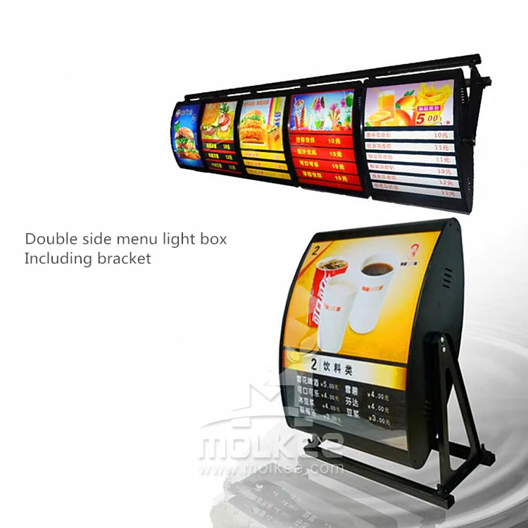 Size 80x60cm or customized Double sides LED menu light box Manual rotation menu light box for fast food advertising