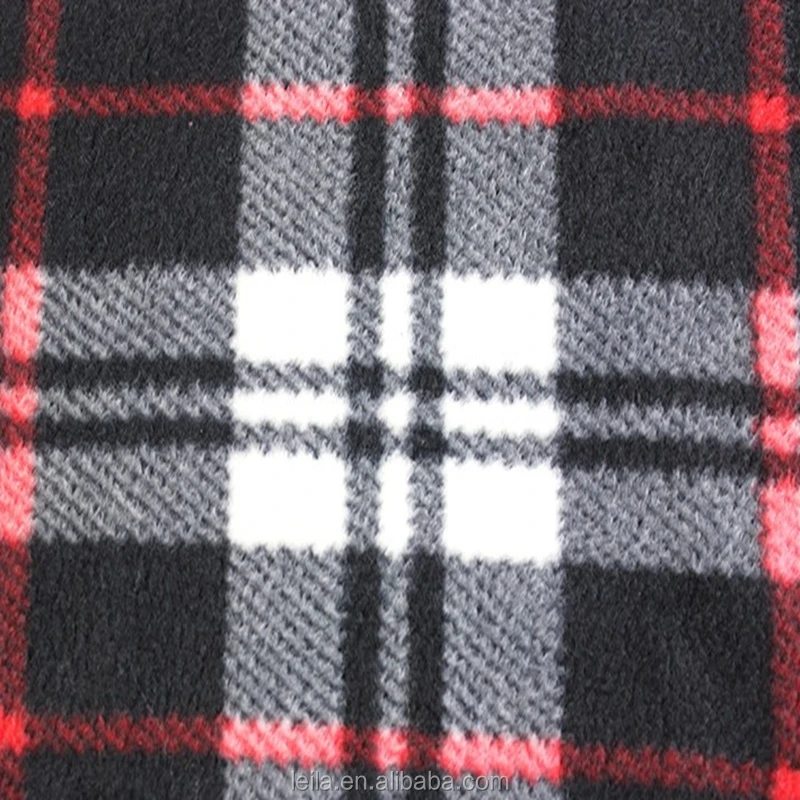 Custom Size Logo High Quality Super Soft Polyester Tartan Check Polar Fleece Throw Blanket