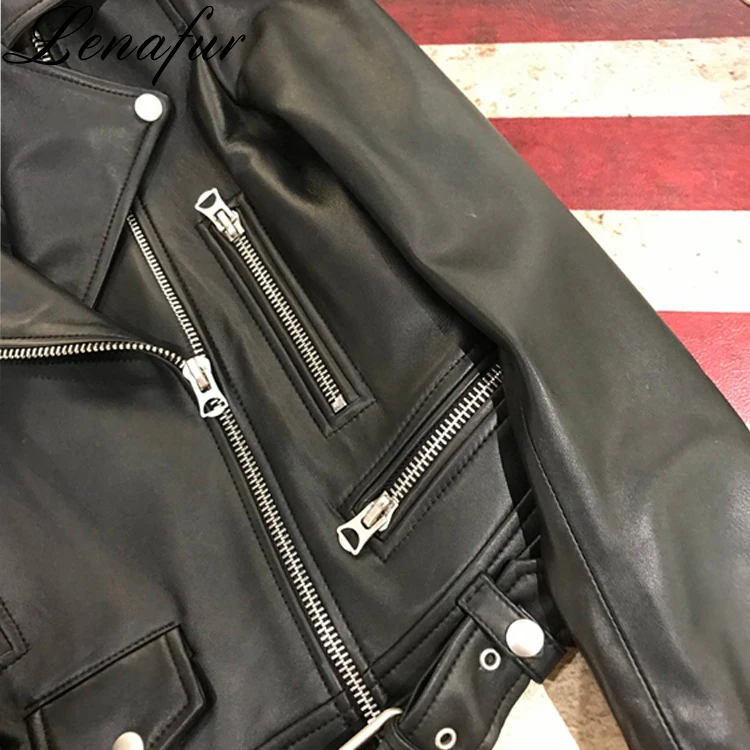 Fashion women Autumn jacket short real Sheepskin Leather Jacket New Arrival