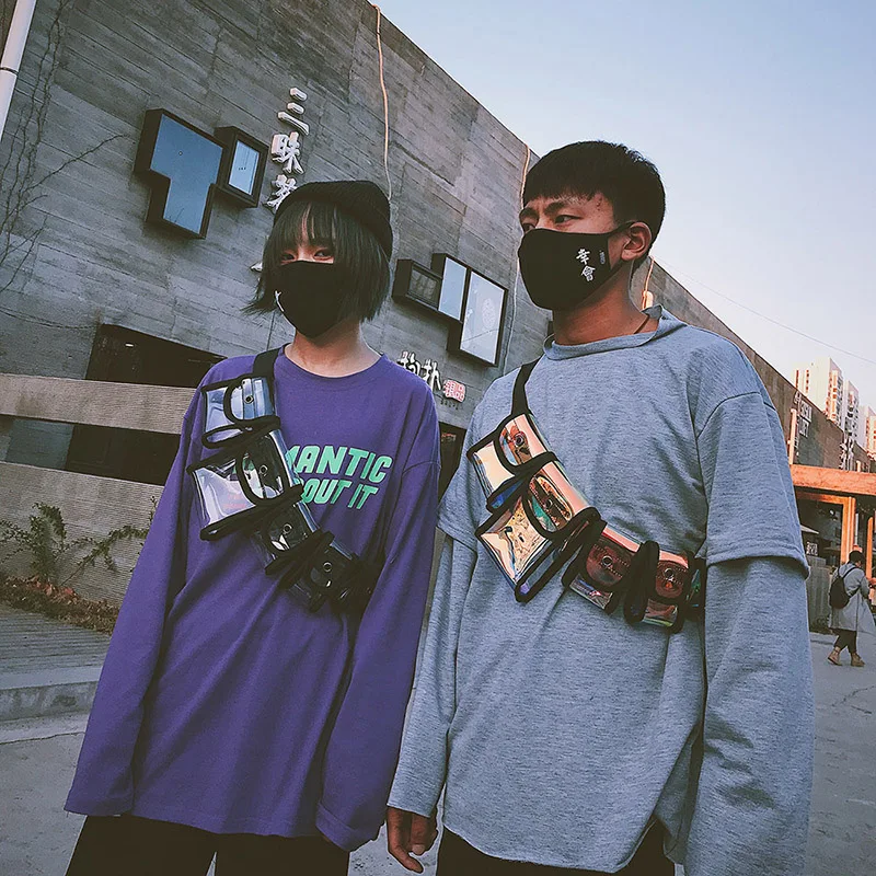 
fashion streetwear functional tactical cross shoulder bags hip hop chest rig waist bag 