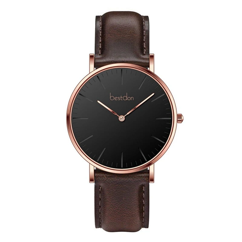 Minimalist womens 3ATM water resistant japanese movement genuine leather wrist watch