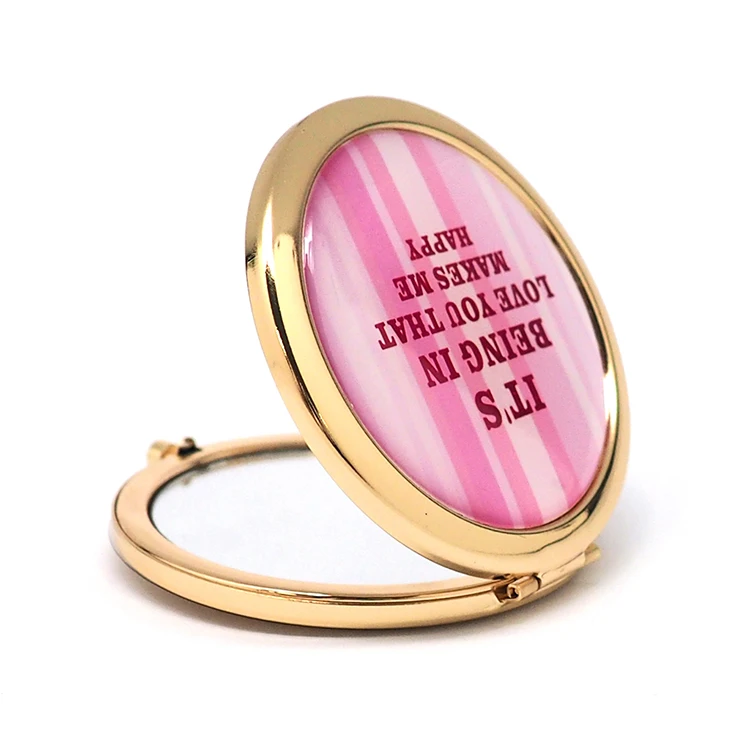 Hx-7032 Custom design printed 70mm round vintage makeup  mirror