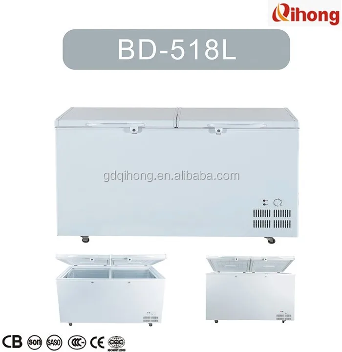 
BD-518L manufacturers of double solid door low noise deep fridge refrigerator chest frozen freezer 