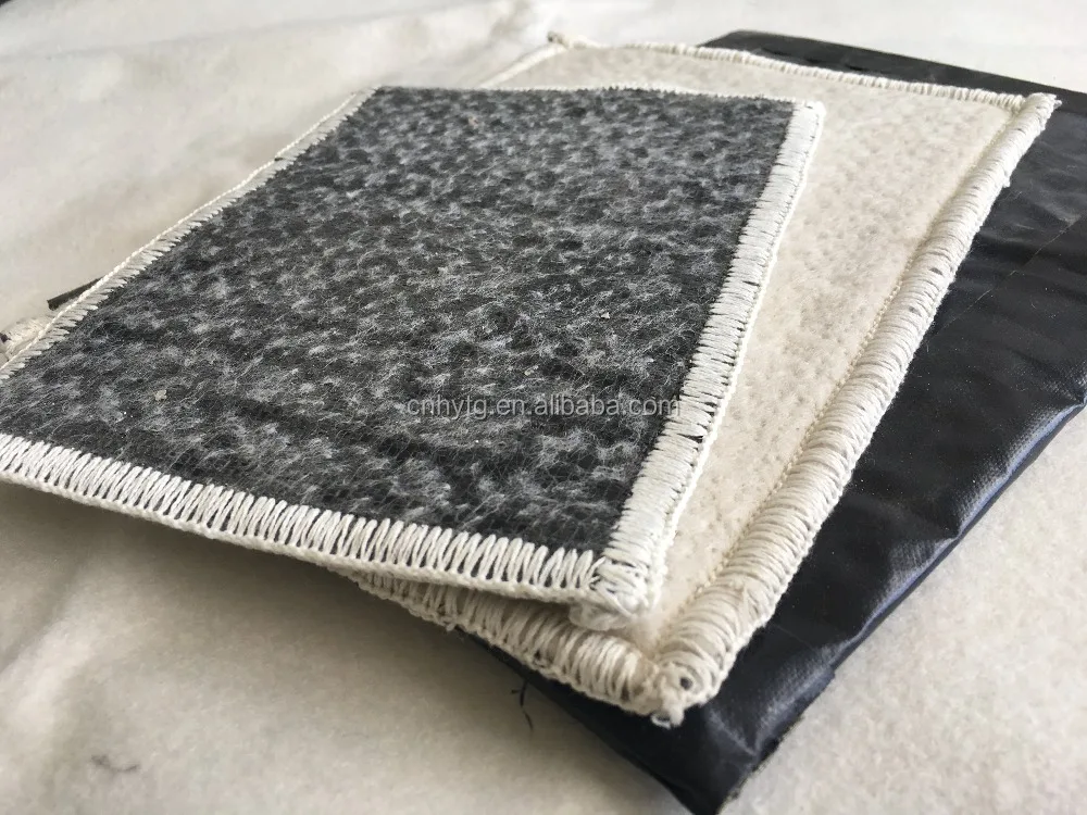 bentonite geotextile geosynthetic clay liners coating with HDPE 0.2mm film waterproof system bentonite clay blanket