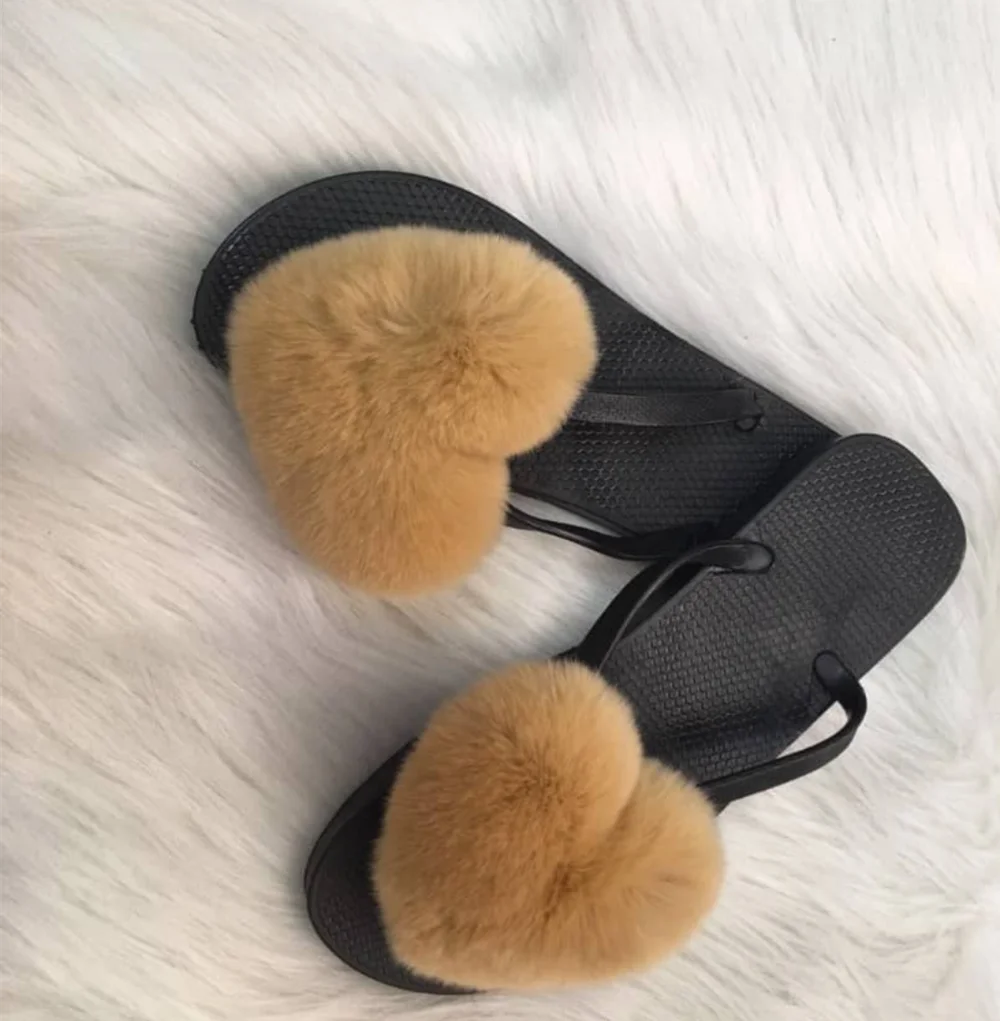 Custom Design Sandals fox full fur slides fur sandals
