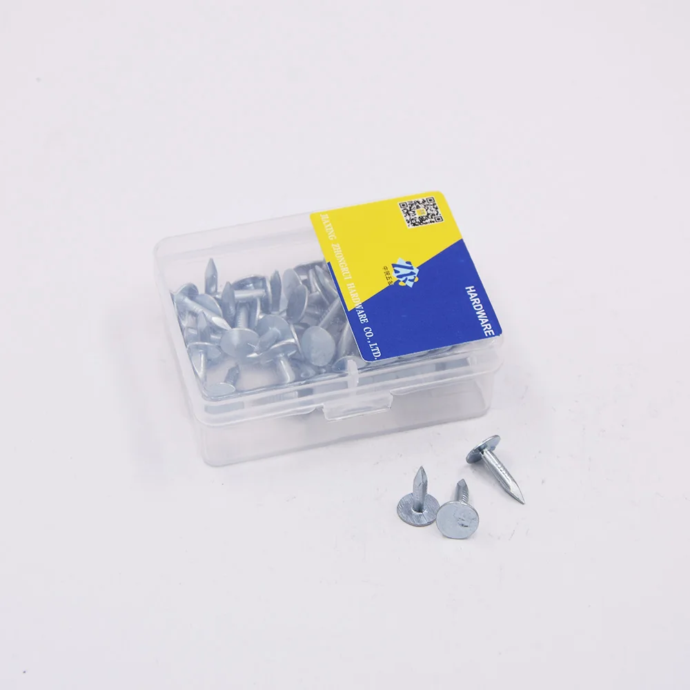 
Chinese factory supply big flat head plain shank zinc galvanized surface steel clout nails 