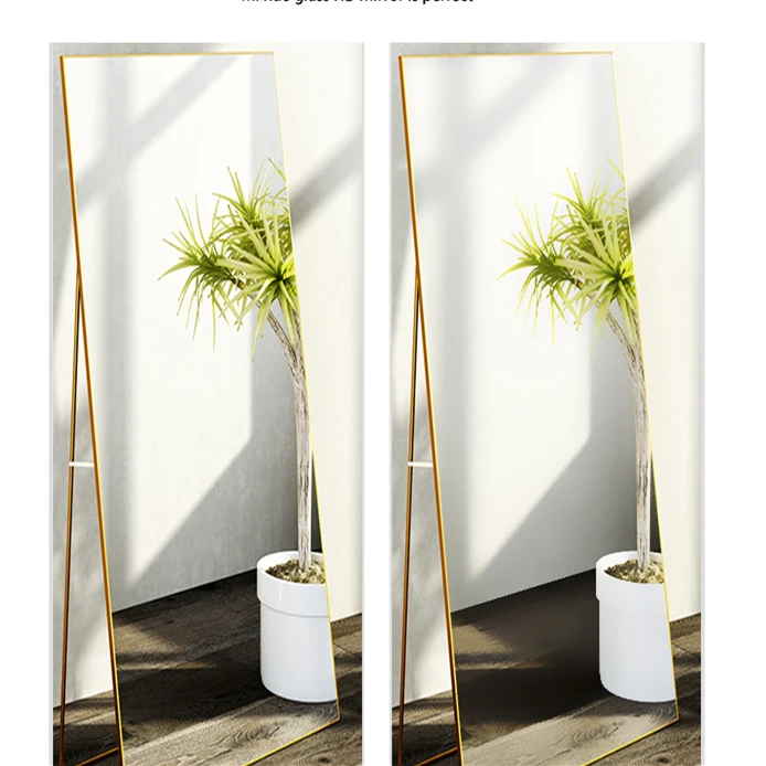 wholesale custom modern aluminum alloy frame rectangle decorative bathroom standing full length floor mirror spiegel miroir