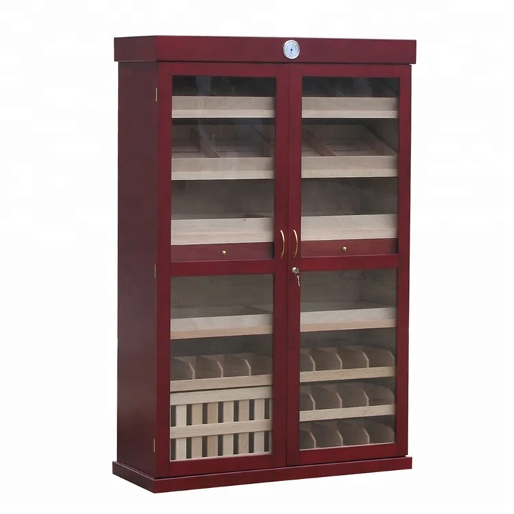 Wholesale 2 Doors Modern Large Solid Wood Cedar Wooden Cigar Humidors for Sale Used Humidor