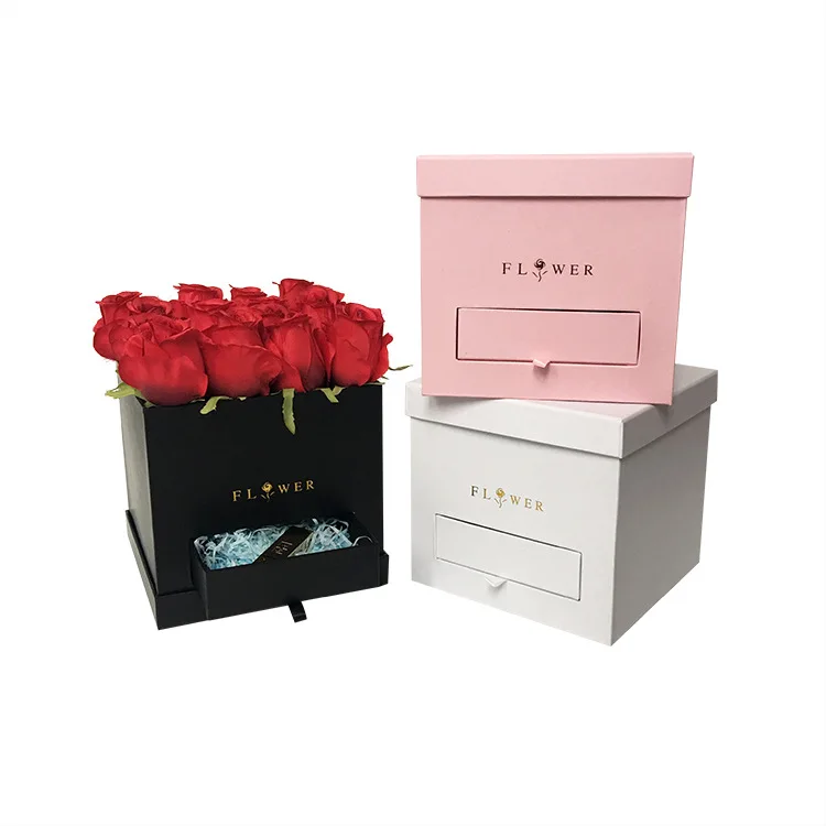 Wholesale cajas de carton para regalos paper bag design flower bouquet square design paper luxury flower gift packaging box