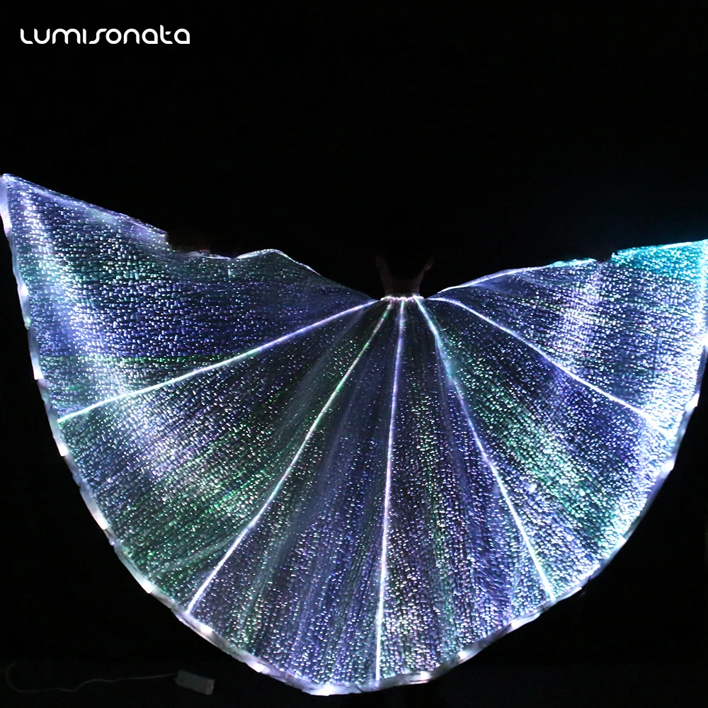 Festival Costume Smart Rainbow Super Party Fiber Optic Fairy Light up Angel Butterfly Isis LED Belly Dance Wings for Dance