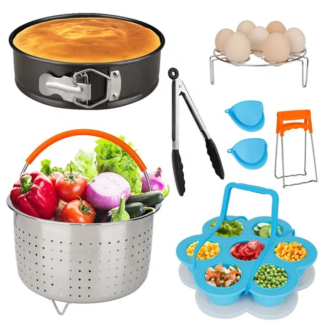 Набор аксессуаров для кастрюль мгновенного приготовления, подходит для 5,6,8Qt-с корзиной для отпаривания овощей, антипригарная сковорода Springform, полка для отпаривания яиц,