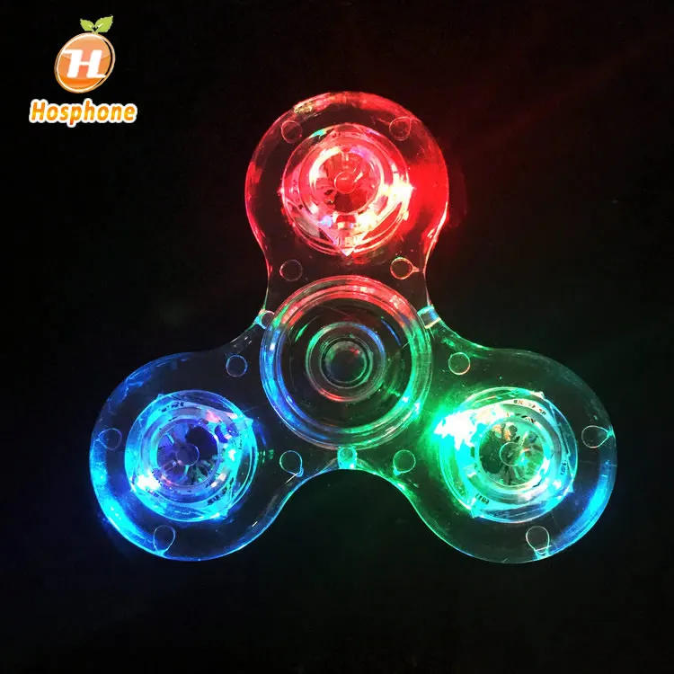 2022 Kids Toy Colorful Glowing LED Flash Light Hand Spinner RGB LED Crystal Fidget Spinner Finger Stress Release EDC