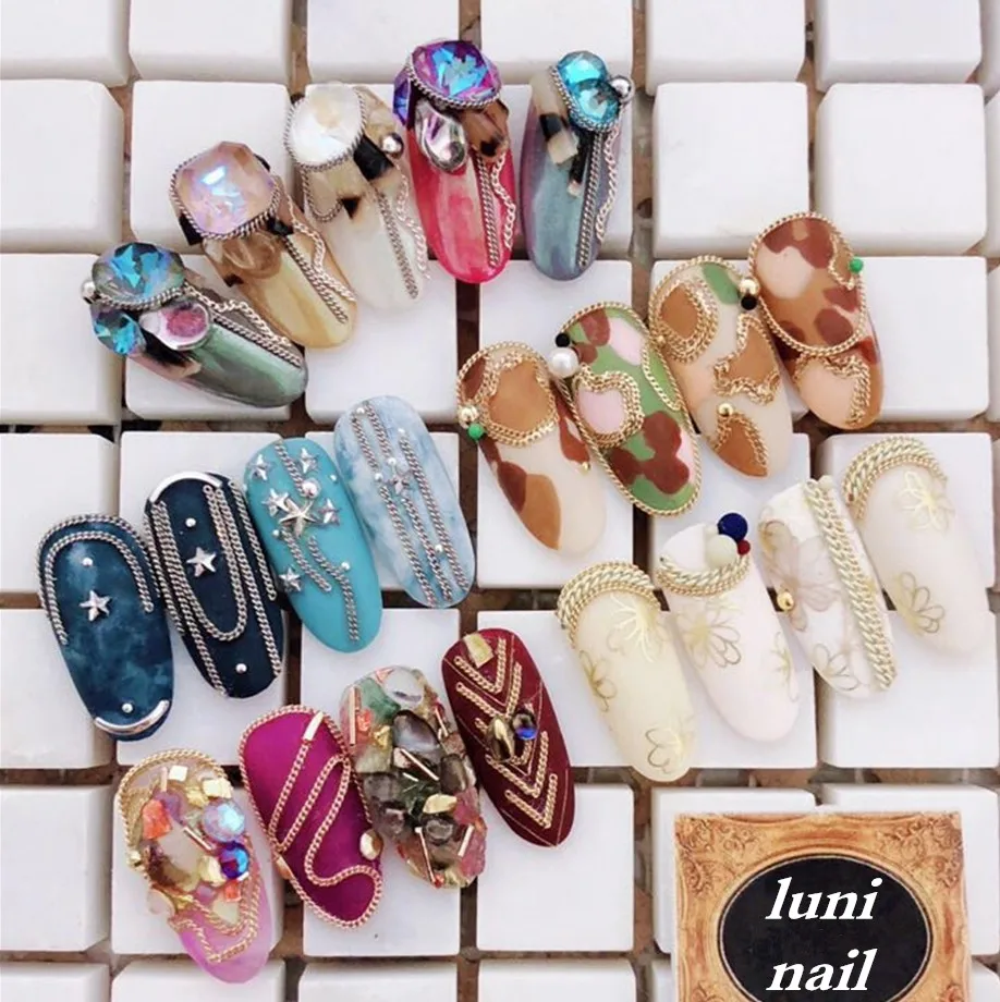 3D nail art plain chain very thin nail art chain 0.5mm 4colors