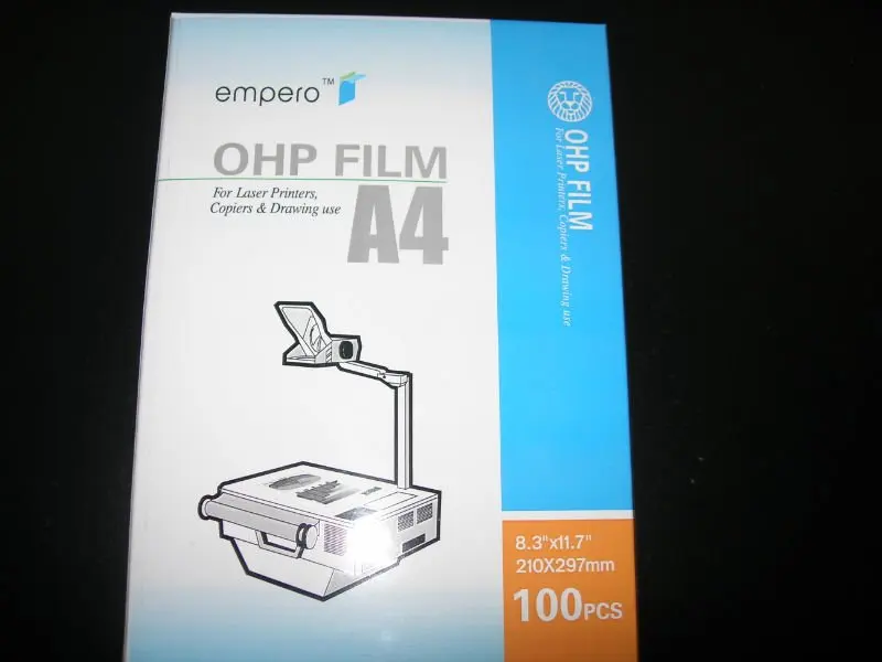A4(210*297mm) 100mic without  paper  High Transparent Clear OHP Film for Laser Printer