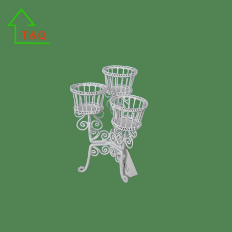 
Dolls House Miniature Furniture White Wire flowerpots stand 