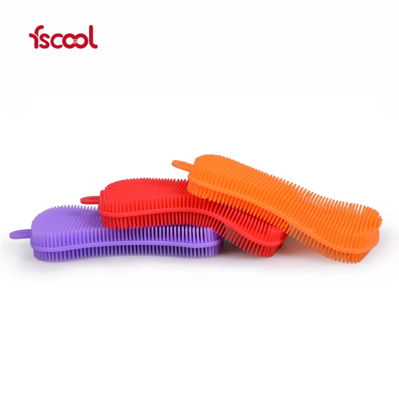 Factory scourcing pad scrubber Silicone Kitchen Cleaning washing tools Sponge Brush for dish bowl pot pan cup