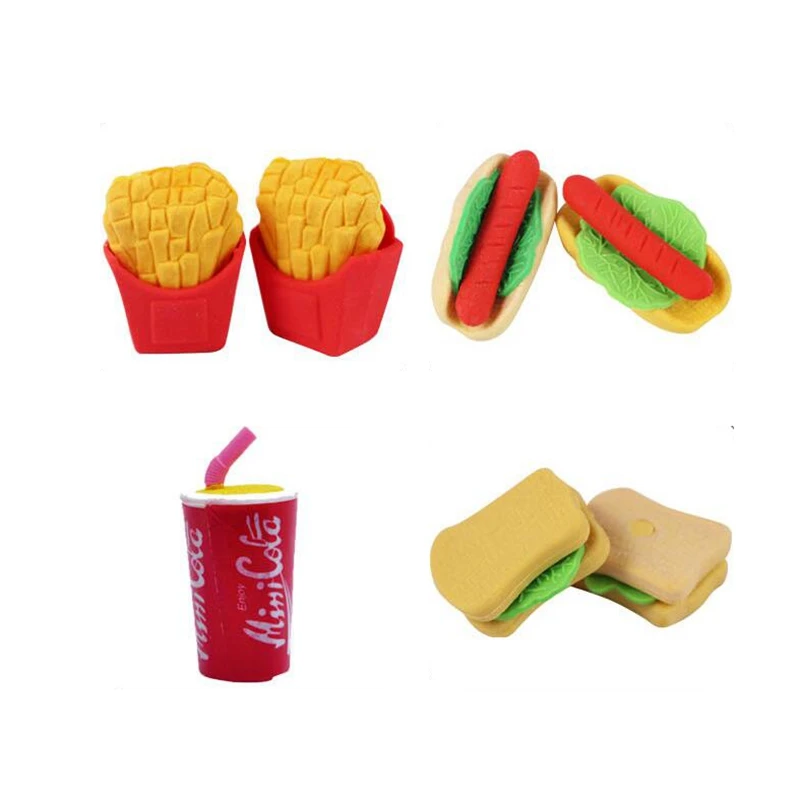 
Yiwu Supplier New Type Food Eraser Hamburg heat slices Eraser 