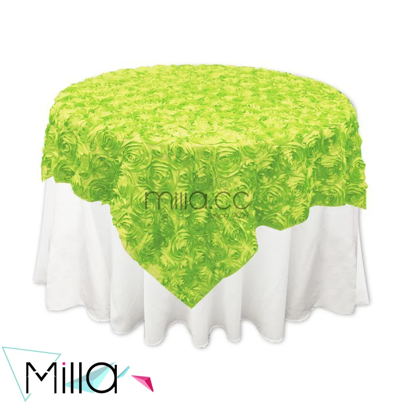 Rosette Satin Tablecloth Rose Wedding Cake Table Overlay