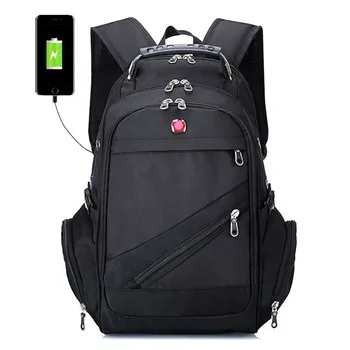 Waterproof Travel Backpack Women Rucksack Male School Bag External USB Charging Swiss Laptop Backpack