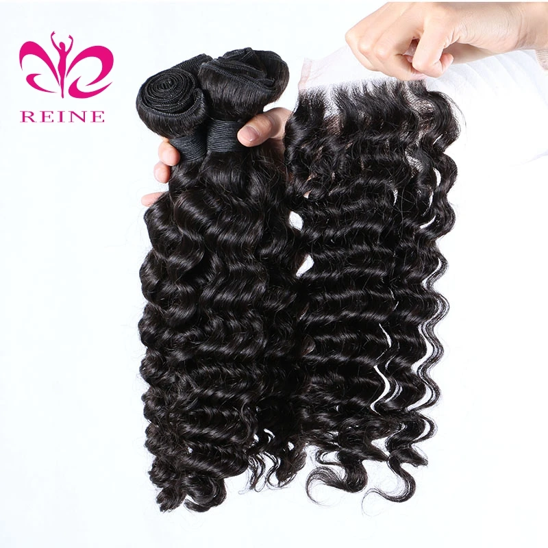 REINE Wholesale virgin Peruvian hair bundles with closure,virgin human hair from very young girl,10a grade hair human hair dubai