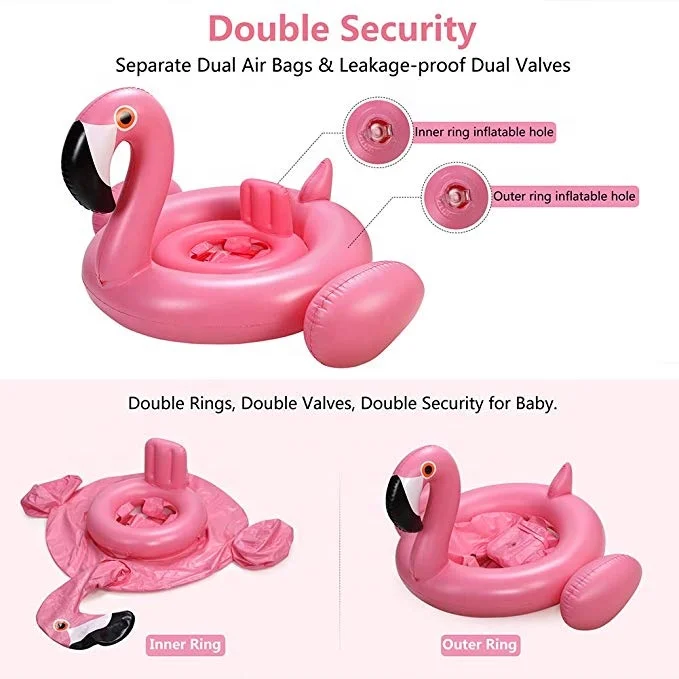 Baby Pool Float with Canopy,Flamingo Inflatable, Swimming Ring Swimming Pool Sunshade Toys for Baby