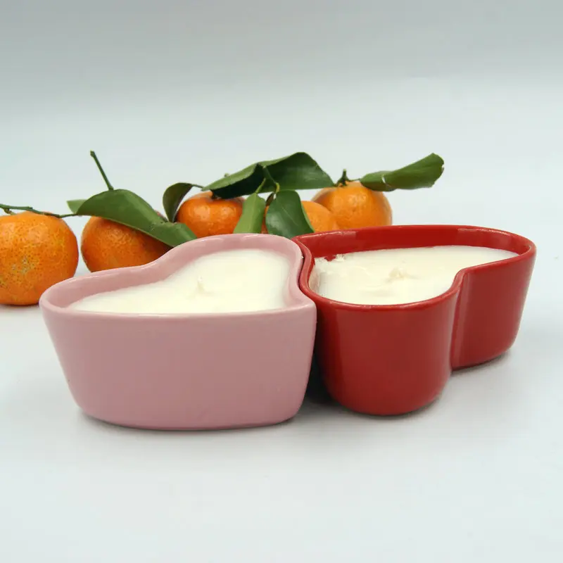 
Heart shape Ceramic cups Massage Oil Candles Low temperature Candles with perfume 