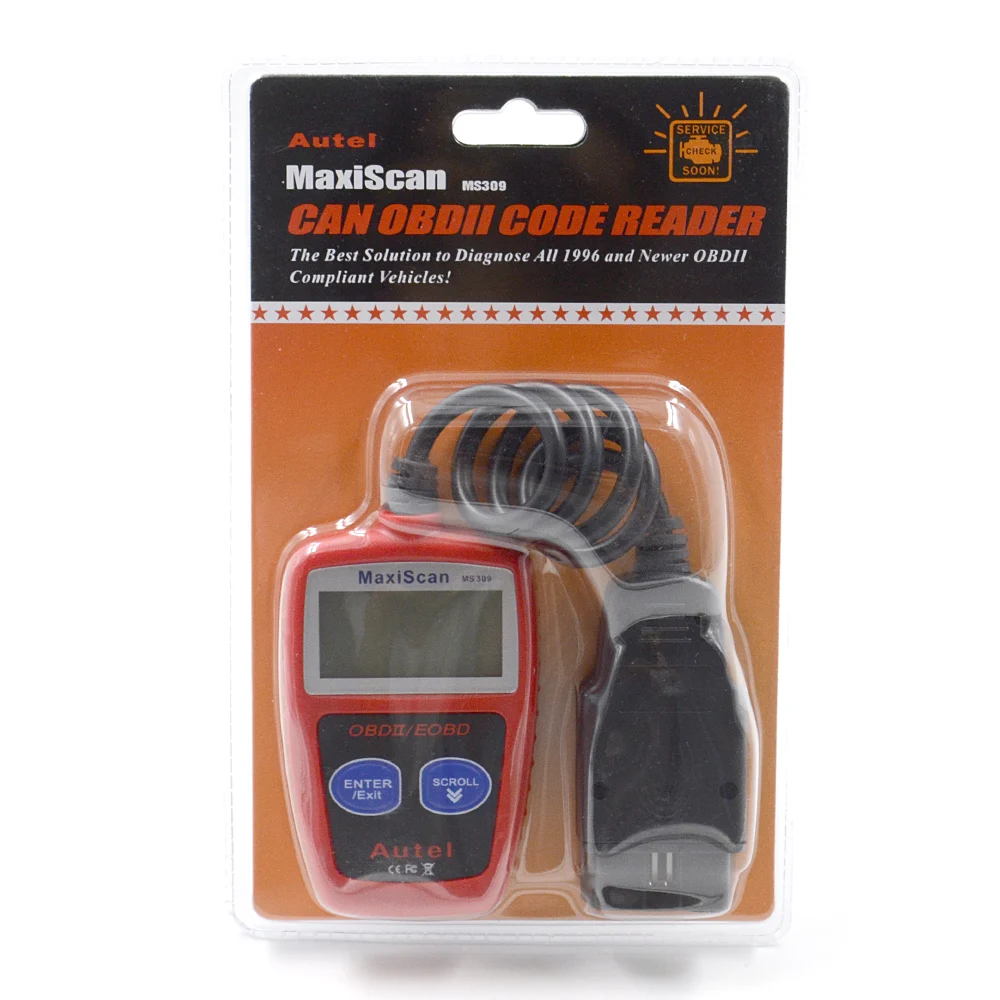 MaxiScan CAN BUS OBD2 считыватель кодов EOBD OBD II диагностический инструмент Autel MS309