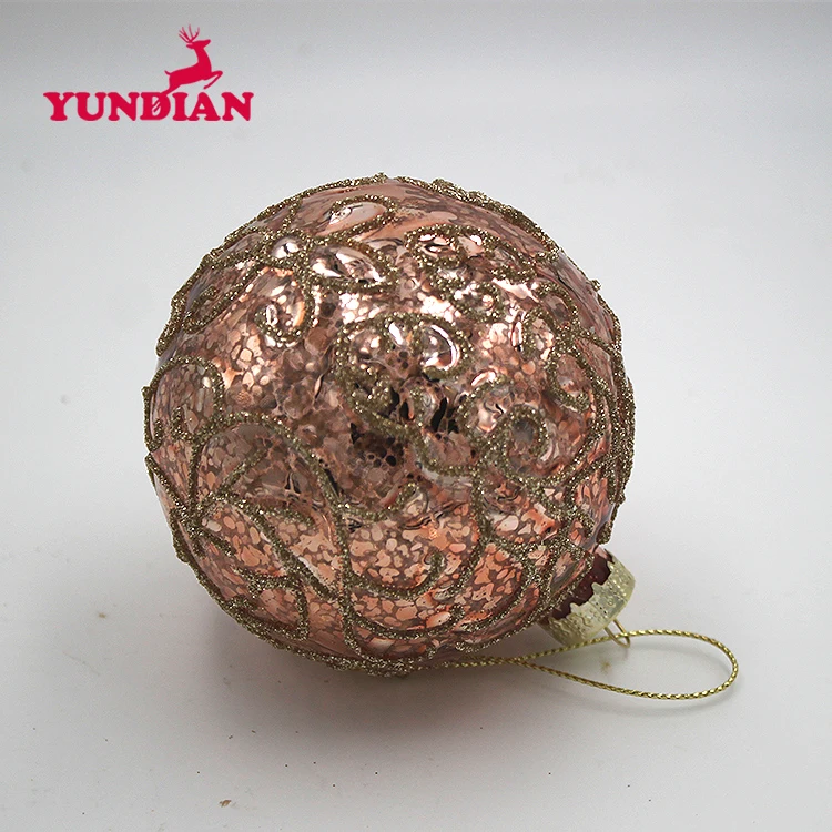 Factory Wholesale Hand Blown Holiday Decorative Round Beautiful Hanging Baubles Glass Christmas Tree Ball Ornaments