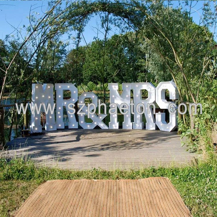 Mr and mrs 4ft led light letters, stackable quality assurance giant marquee letters large for mariage wedding decoration