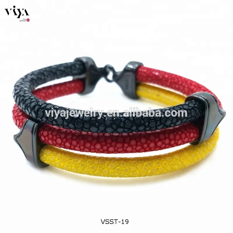 Three Straps Handmade Stingray Bracelet Men Jewelry Fashion men accessories