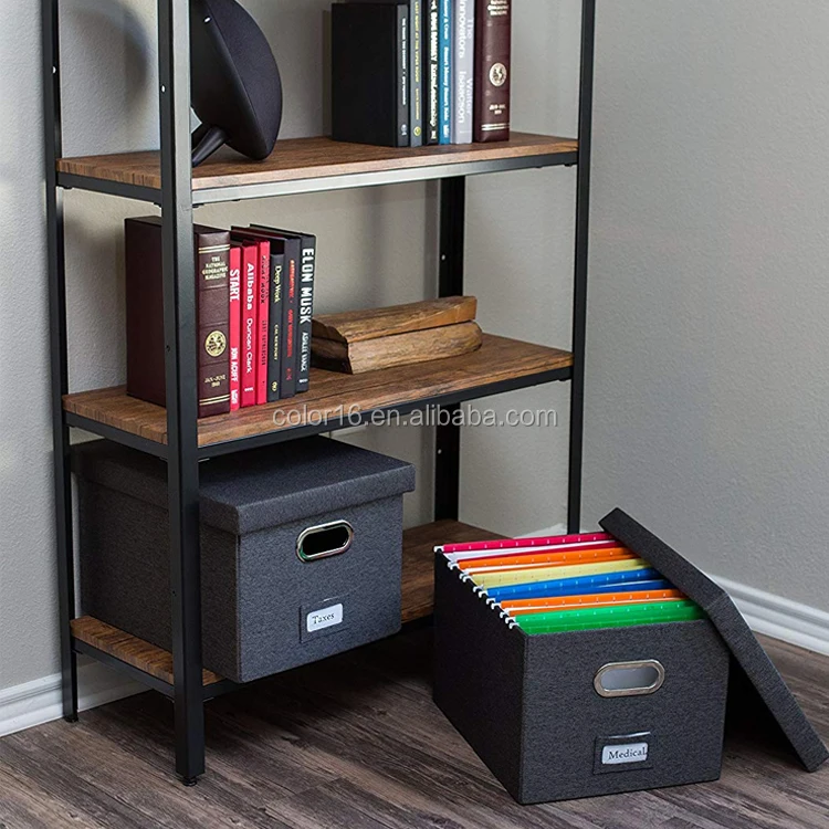 
Cheap price custom linen non woven fabric office medical home use organizer file storage box with lid 