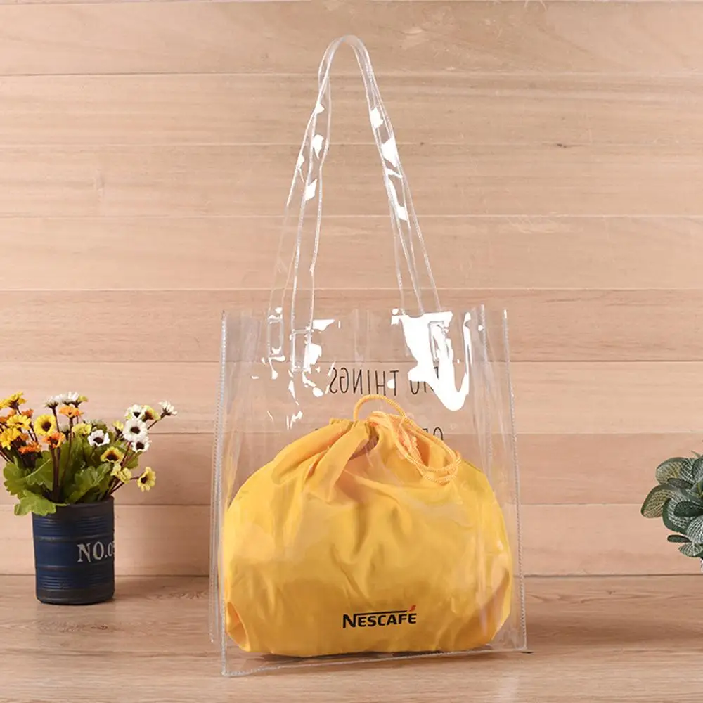 Clear Tote Crossbody Shopper Bag Handles Shoulder Strap PVC Plastic Vinyl bag