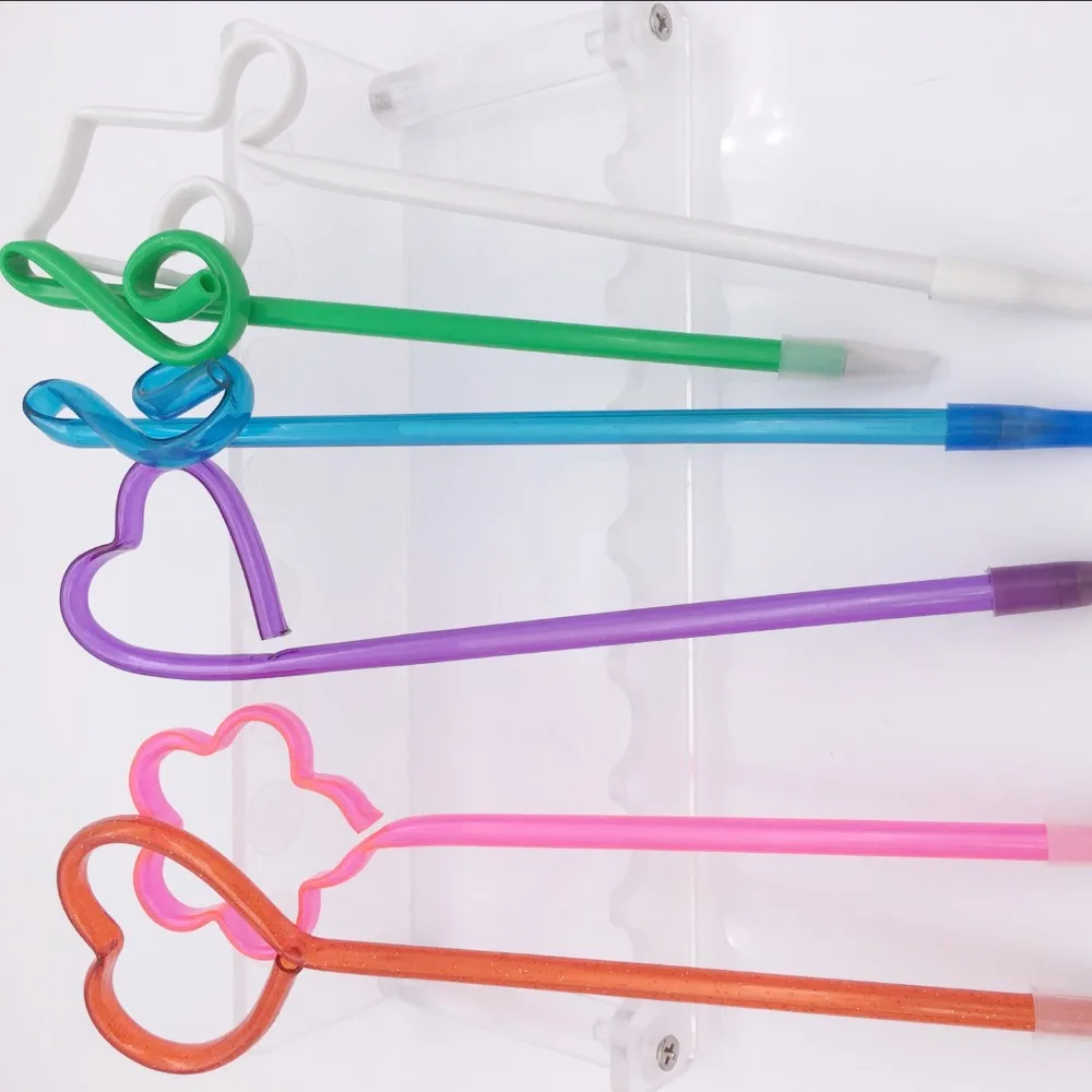 Music note Heart Shaped drinking Straw Plastic Ball Pen