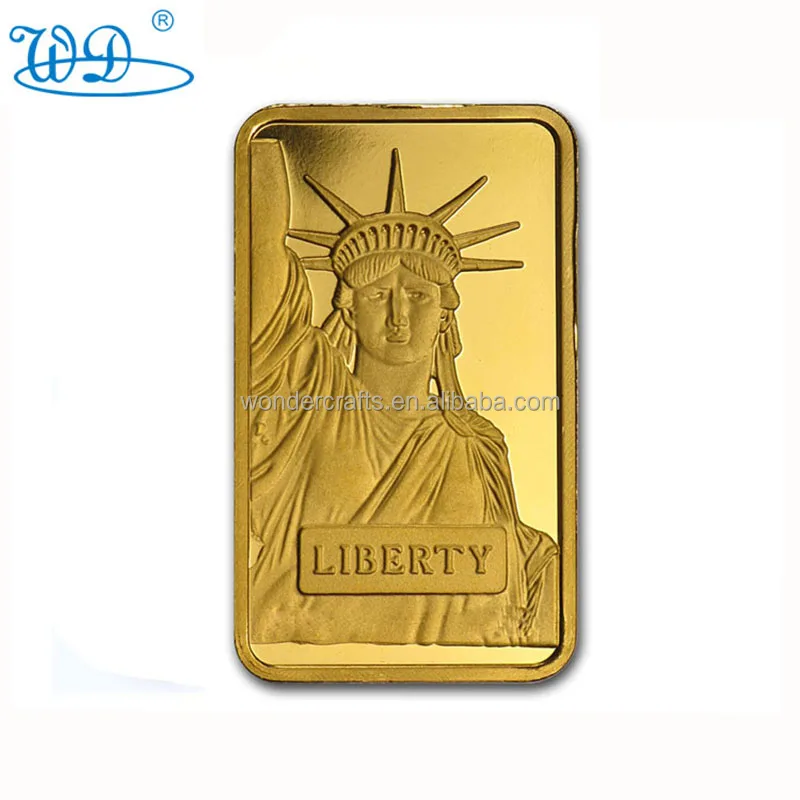 WD Wholesale low price business gifts custom brass metal embossed eagle gold gold plated 10 ounces of pure gold bars