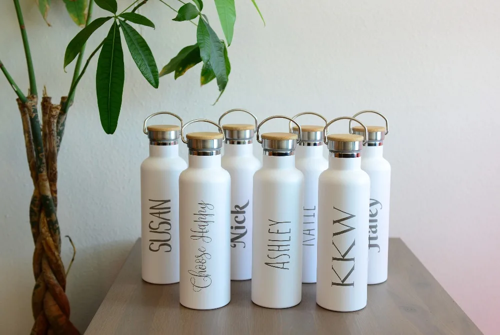 Personalized 500ml Bamboo Lid Steel Metal Lid Sports Bottle Stainless Steel Water Bottle