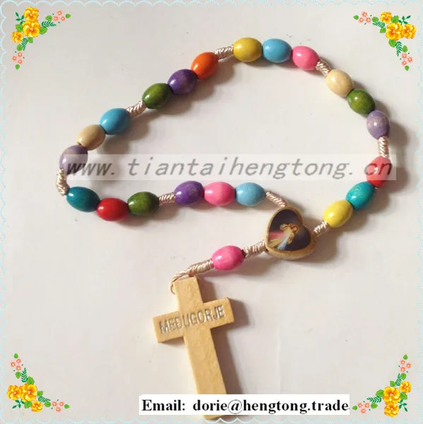 2016 colorful bead rosary , cord prayer rope rosary bracelet , knotted christian bracelet