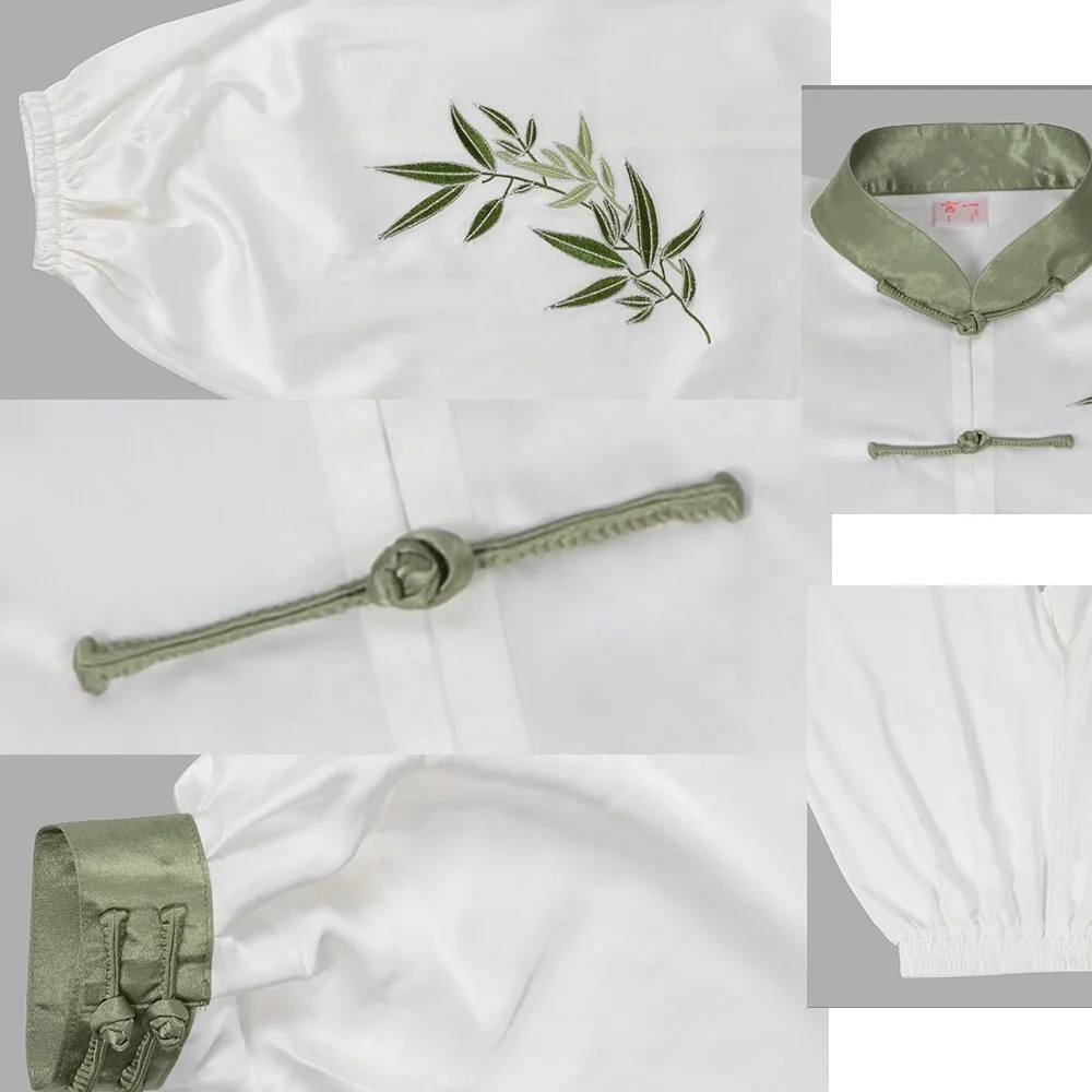 Embroidered Bamboo Tai Chi Suit Kung Fu Performance Clothing Women Morning Exercise Chinese Martial Art Uniform