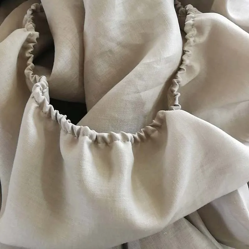 China Factory Rubber French flax Fitted Sheet Wholesale 100% washed Linen 14x14S Fitted Sheet